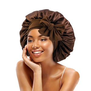 New Satin Solid Sleeping Hat With Stretchy Tie Band Elastic For Women
