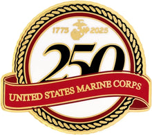 U.S. Marine Corps 250th Anniversary Pin - Military Hat Accessories, Veteran Gifts for Men