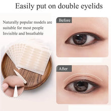 240Pcs Double Fold Eyelid Tape Sticker Lace Nature Clear Beige Stripe