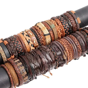10PCS Random Style Men's Women's Webbing, Rope,Leather Bracelet