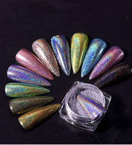 12Jars/set Holographic Glitter Nail Fine Powder 0.05mm Super Shinying