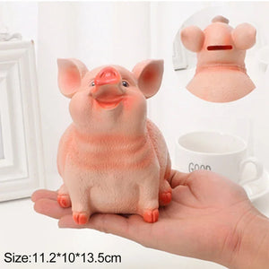 Children Cute Pig Piggy Bank Desktop Resin Piggy Bank Coin Saving Box