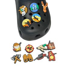 Hot Sales 1-13Pcs Hunting Deer Hatchet PVC Shoe Charms Bear Adult Clog Button Decorations Fit Holiday Gift