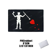 Pirate Flags Jolly Roger Black Beard Edward Teach Tactical Patch Hook & Loop Blackbeard Skull Heart Embroidered Badge Emblem