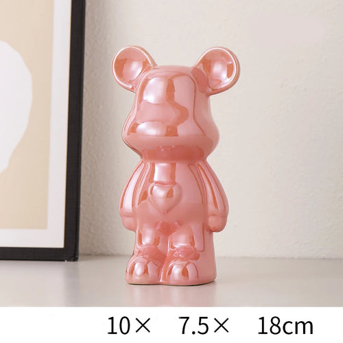 Ceramic Cartoon Teddy Bear Figurine Love Bear Ornament Living Room
