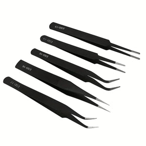 6-Piece ESD Anti-Static Tweezers Set, Precision Stainless Steel Tools