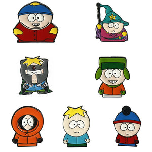 7pcs/set Cartoon TV Movie Cartman Figure Badges Lapel Pins for