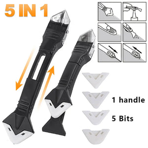 5 in 1 Metal Head Shovel Glue Tool Kit: Silicone Spatula, Caulk