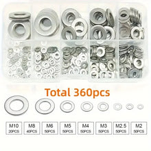 360/580pcs 304 Stainless Steel Flat Washers Set, Perfect For Home