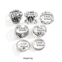 2023 Gothic Skeleton Unisex Ring Set Punk Grunge Butterfly Frog Woman