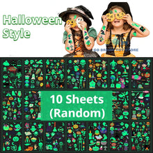 10Sheets Luminous Tattoo Anime Stickers Toys Children Body Art