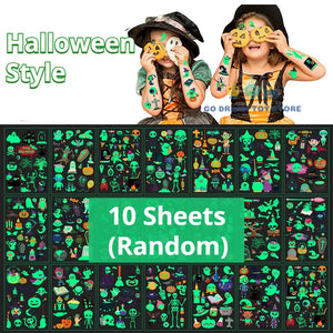 10Sheets Luminous Tattoo Anime Stickers Toys Children Body Art