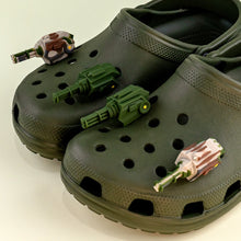 1/6pcs 3D Shoe Charms Tank Guns Shoe Clips Decorations  Buckle Pins for Sneakers Gatling Slippers Accessories for Boys