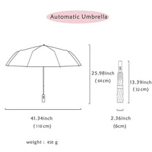 1pc Wind Resistant Folding Automatic Umbrella Rain Black Coating 12