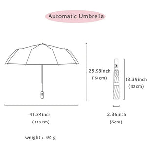 1pc Wind Resistant Folding Automatic Umbrella Rain Black Coating 12