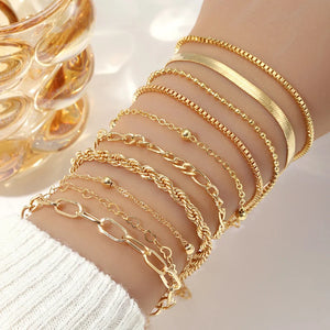 10 Pcs Vintage Statement Gold Color Flat Snake Chain Box Chain