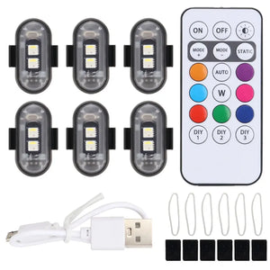 2/4/6x Wireless Remote Control Car LED Light, Multi-mode Car Warning