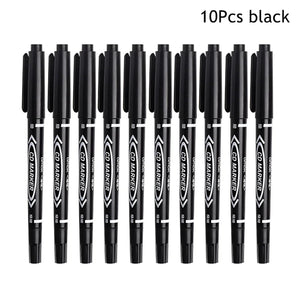 10Pcs/set Double Tip Art Black Blue ink Permanent Paint Marker Pen for