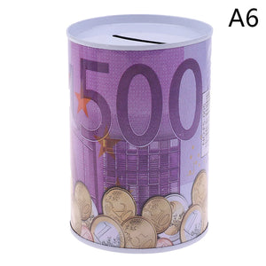 Euro Dollar Money Box Safe Cylinder Piggy Bank Banks For Coins Deposit