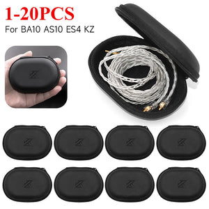 1-20PCS KZ Earphones Oval Storage Bag Wired Headphones PU Zipper