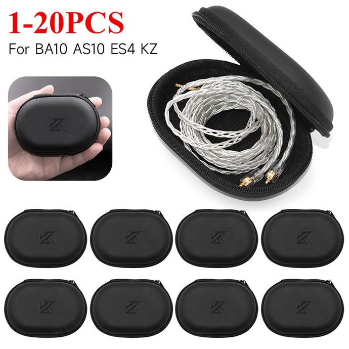 1-20PCS KZ Earphones Oval Storage Bag Wired Headphones PU Zipper