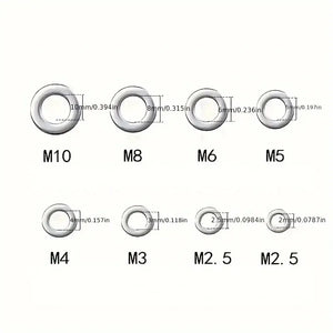 360/580pcs 304 Stainless Steel Flat Washers Set, Perfect For Home