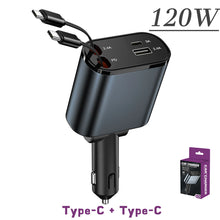 120/66w 4 IN 1 Retractable Car Charger Mobile Phone USB PD Type C