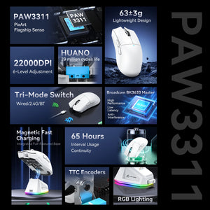 Attack Shark X11 3-Mode Connection /2.4GHz/Bluetooth ,PAW3311