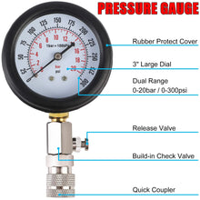 8PCS Professional Petrol Engine Compression Tester Kit 0-300 PSI Fuel