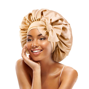 New Satin Solid Sleeping Hat With Stretchy Tie Band Elastic For Women