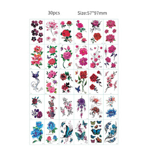 30pcs Temporary Tattoos for Children Unicorn Mermaid Car Fruit Cartoon