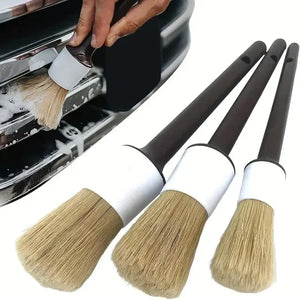 3PCS Car Exterior Interior Detail Brush Boar Hair Bristle Brushes for