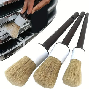 3PCS Car Exterior Interior Detail Brush Boar Hair Bristle Brushes for