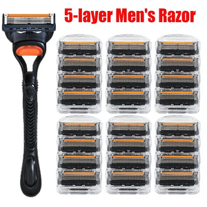 4/12/24 Pcs 5-layer Men's Razor Fusion Pro Power Shaving Shaver Male