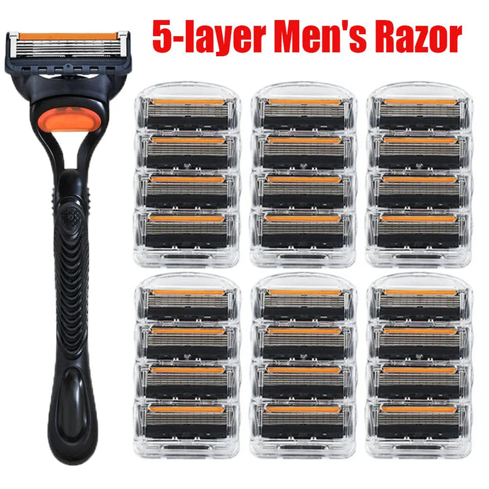 4/12/24 Pcs 5-layer Men's Razor Fusion Pro Power Shaving Shaver Male