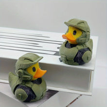 Military Soldier Duck Statue, Durable Plastic Interior/outdoor Decoration in Olive Green and Black Design, Desk Rack Decoration