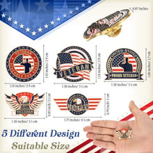 Tondiamo Veteran Pins Bulk US Patriotic Military Lapel Pin 5 Style Army Veteran Badge for Military Gift Favor