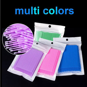 100Pcs Eyelash Cleaning Brush Lash Extension Micro Cotton Swab