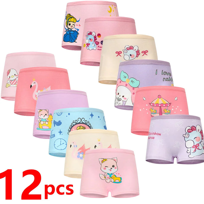 1/4/8/12 Pcs Children Girls Panties Sets Cotton Pretty Cute Cartoon