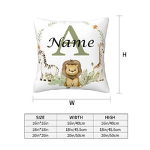 Animal with Name Pillow Case Personalized Pillow Dust Cover Bedroom Kids Wild Party Decoration Pillowcase Birthday Children Gift
