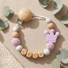 Personalized Pacifier Clip Custom Name Baby Teether Holder BPA Free Silicone Beads Wood Cat Dummy Chain Soother Clip Shower Gift
