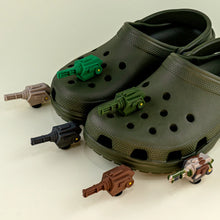 1/6pcs 3D Shoe Charms Tank Guns Shoe Clips Decorations  Buckle Pins for Sneakers Gatling Slippers Accessories for Boys