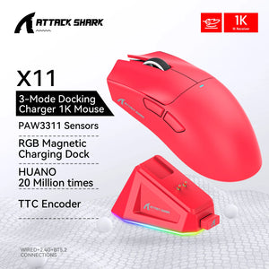 Attack Shark X11 Wireless Mouse,Bluetooth/2.4G/wired Tri-Mode Mouse