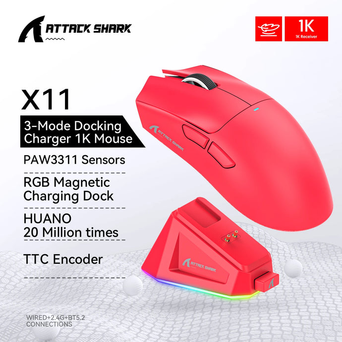 Attack Shark X11 Wireless Mouse,Bluetooth/2.4G/wired Tri-Mode Mouse