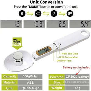 500g/0.1g Weight Measuring Spoon Portable LCD Digital Kitchen Scale