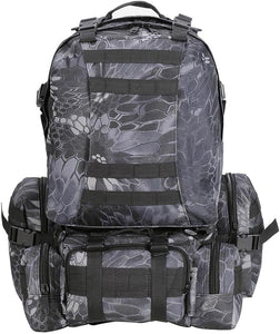 55L 600D Tactical Army Rucksacks Molle Backpack Camping Outdoor Hiking Trekking Traveling Bag Black Pythons Grain