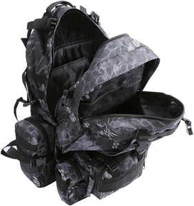 55L 600D Tactical Army Rucksacks Molle Backpack Camping Outdoor Hiking Trekking Traveling Bag Black Pythons Grain