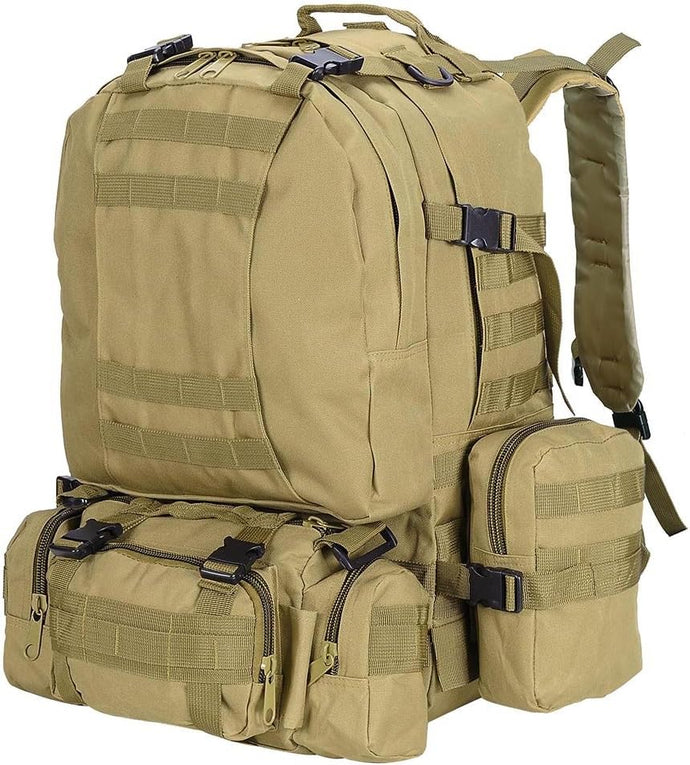 55L 600D Tactical Army Rucksacks Molle Backpack Camping Outdoor Hiking Trekking Traveling Bag Mud Color