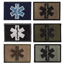 Medic EMT Patches 2x3" | Velcro Morale Patches | - design and color reference for First Responder Bundle; three patches total