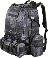 55L 600D Tactical Army Rucksacks Molle Backpack Camping Outdoor Hiking Trekking Traveling Bag Black Pythons Grain